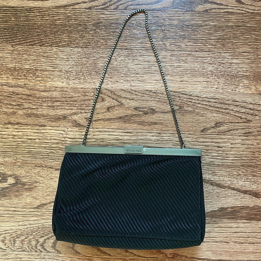Black cK Calvin Klein Clutch with Chain